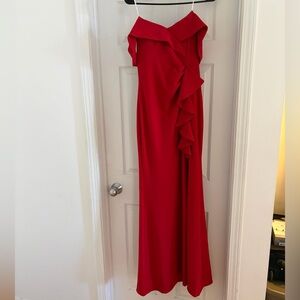 Lulu's Off-the-Shoulder Red Ruffle Dress